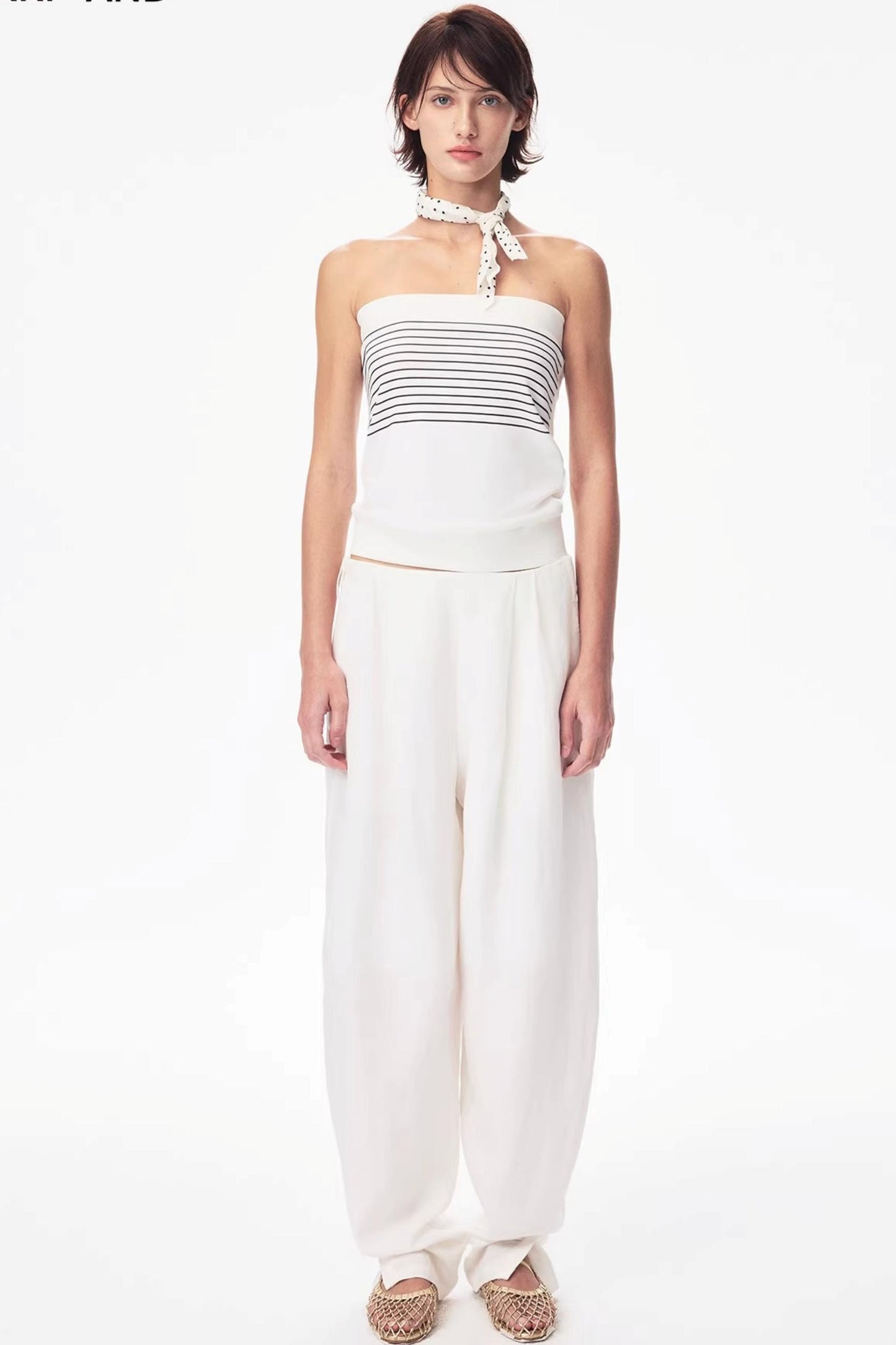 Curri White Striped Tube Top
