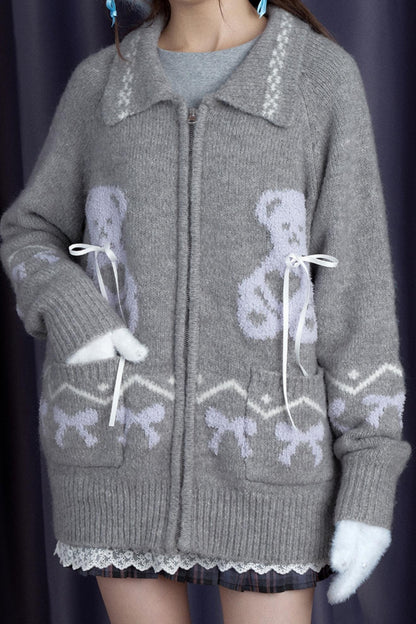 Snowflake Grizzly Bear Sweater Jacket