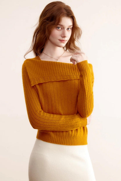 One-Shoulder Wool Knit Sweater