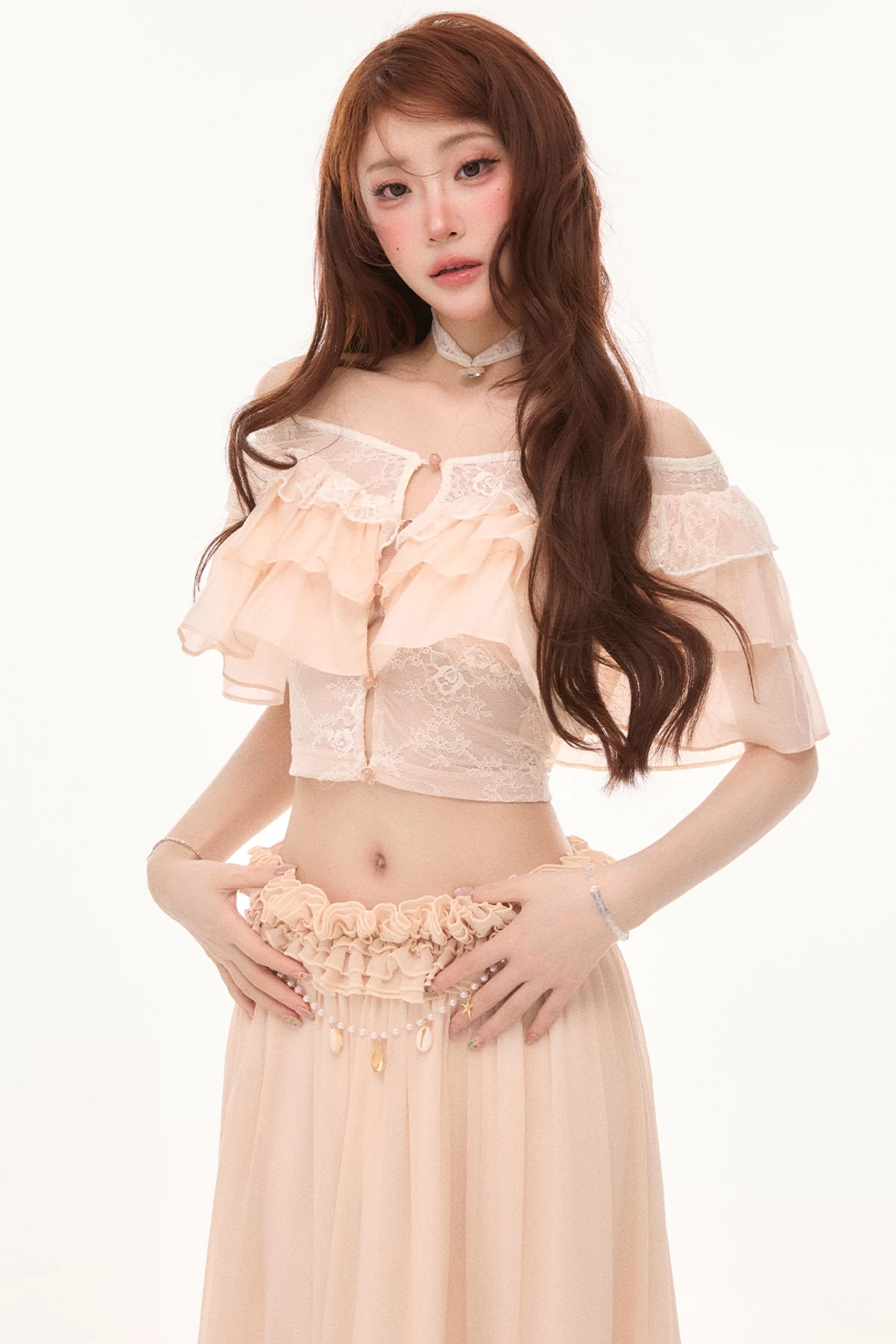 Sunset Island Lace Maxi Skirt Set-Up