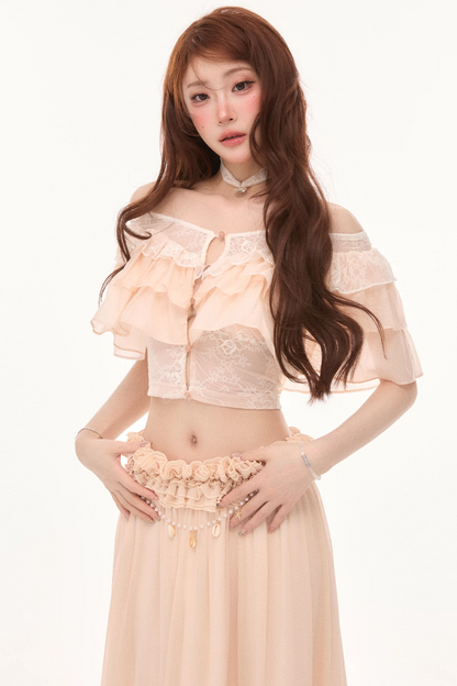 Sunset Island Lace Maxi Skirt Set-Up