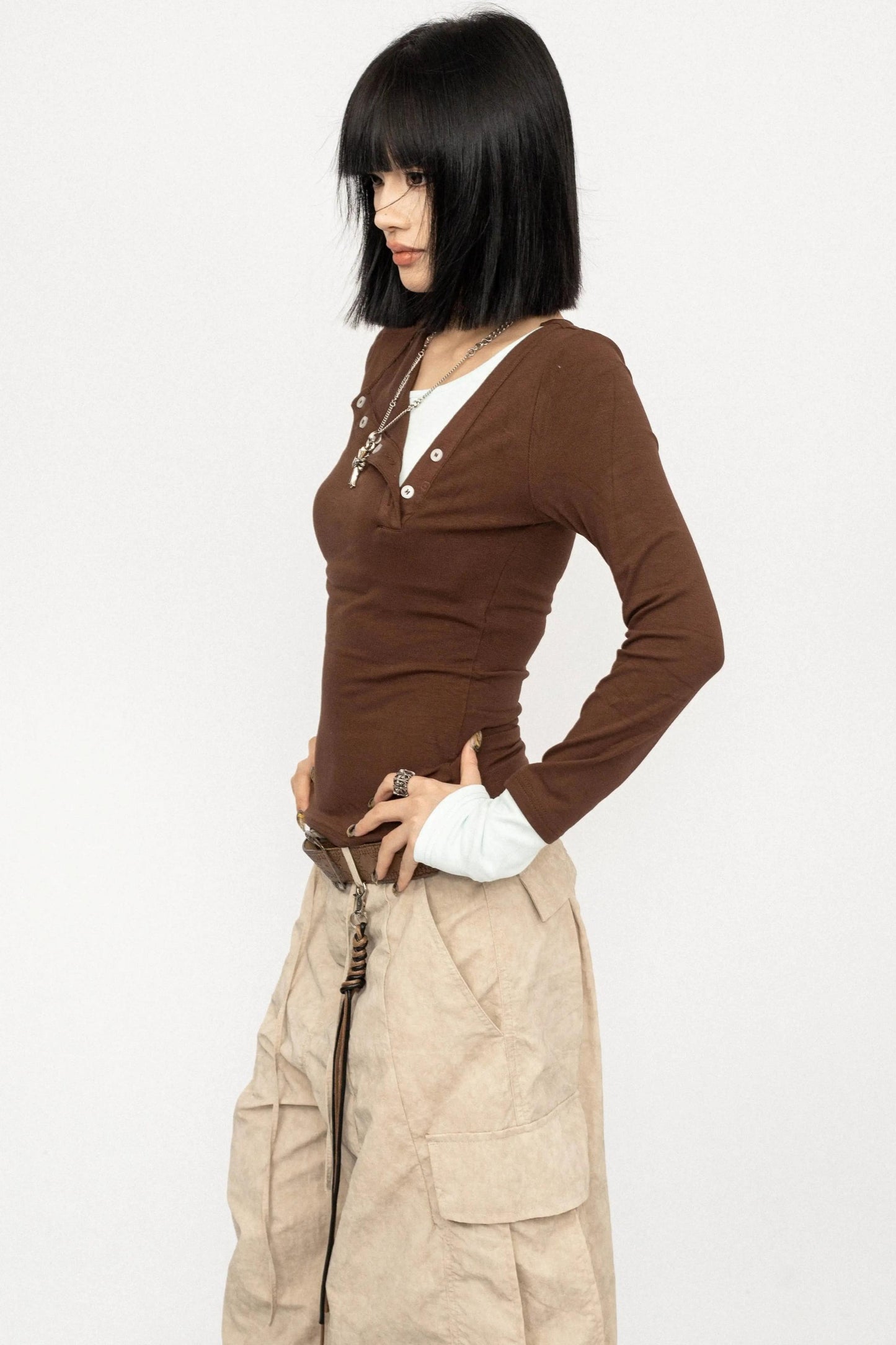 Haut deux pièces à faux empiècements de couleur