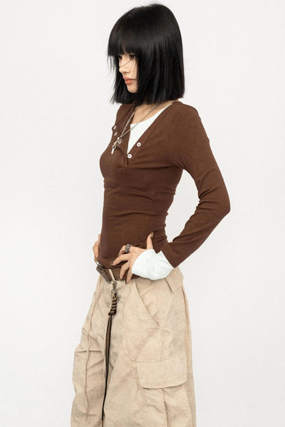 Haut deux pièces à faux empiècements de couleur