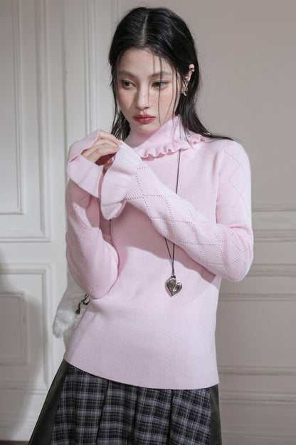 Mercerized Wool Ruffle Top