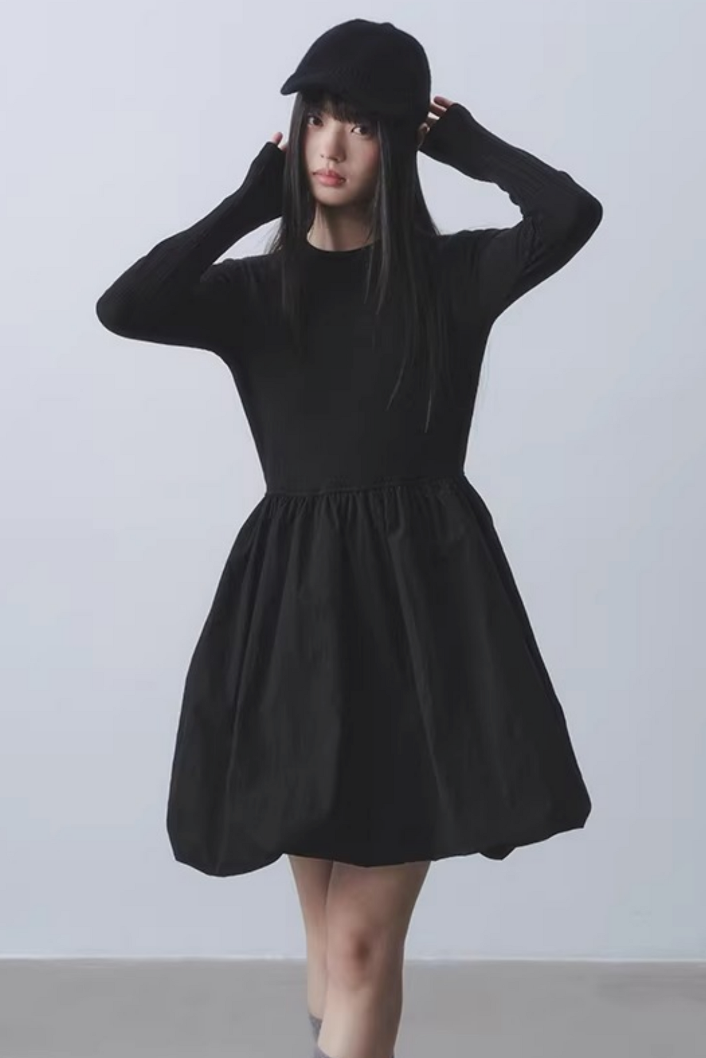 Black Knit Floral Dress