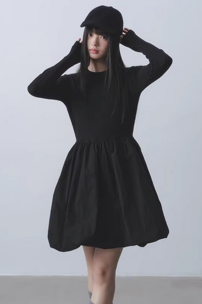 Black Knit Floral Dress