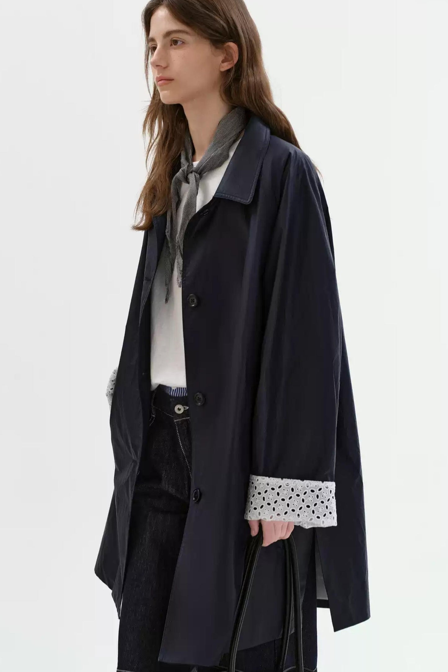 Kunstlederjacke mit Hohlem Stickmuster