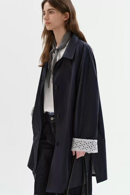 Kunstlederjacke mit Hohlem Stickmuster