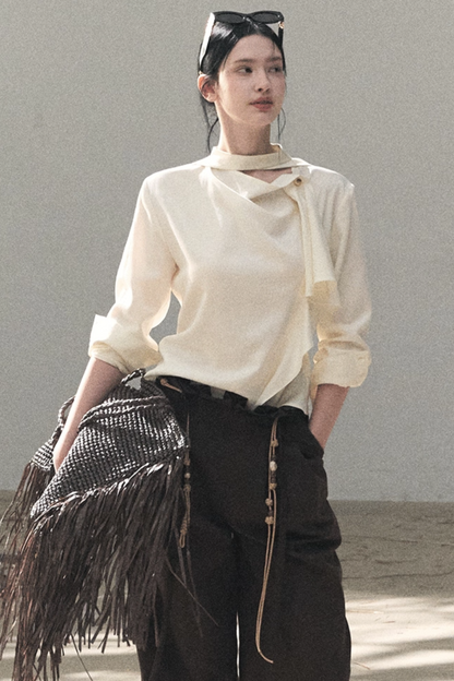 Lange Hose aus plissiertem Mikro-Samt