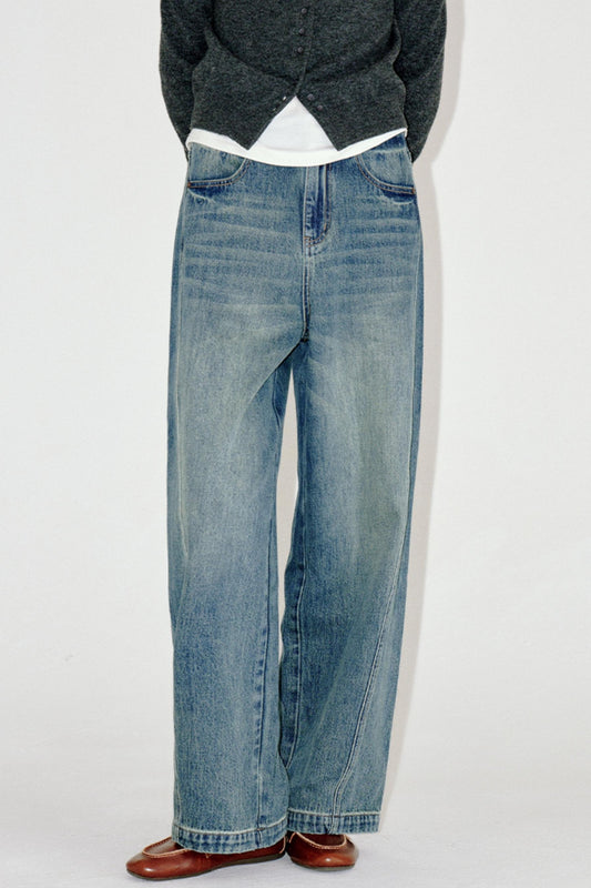 Retro Distressed Denim Pants