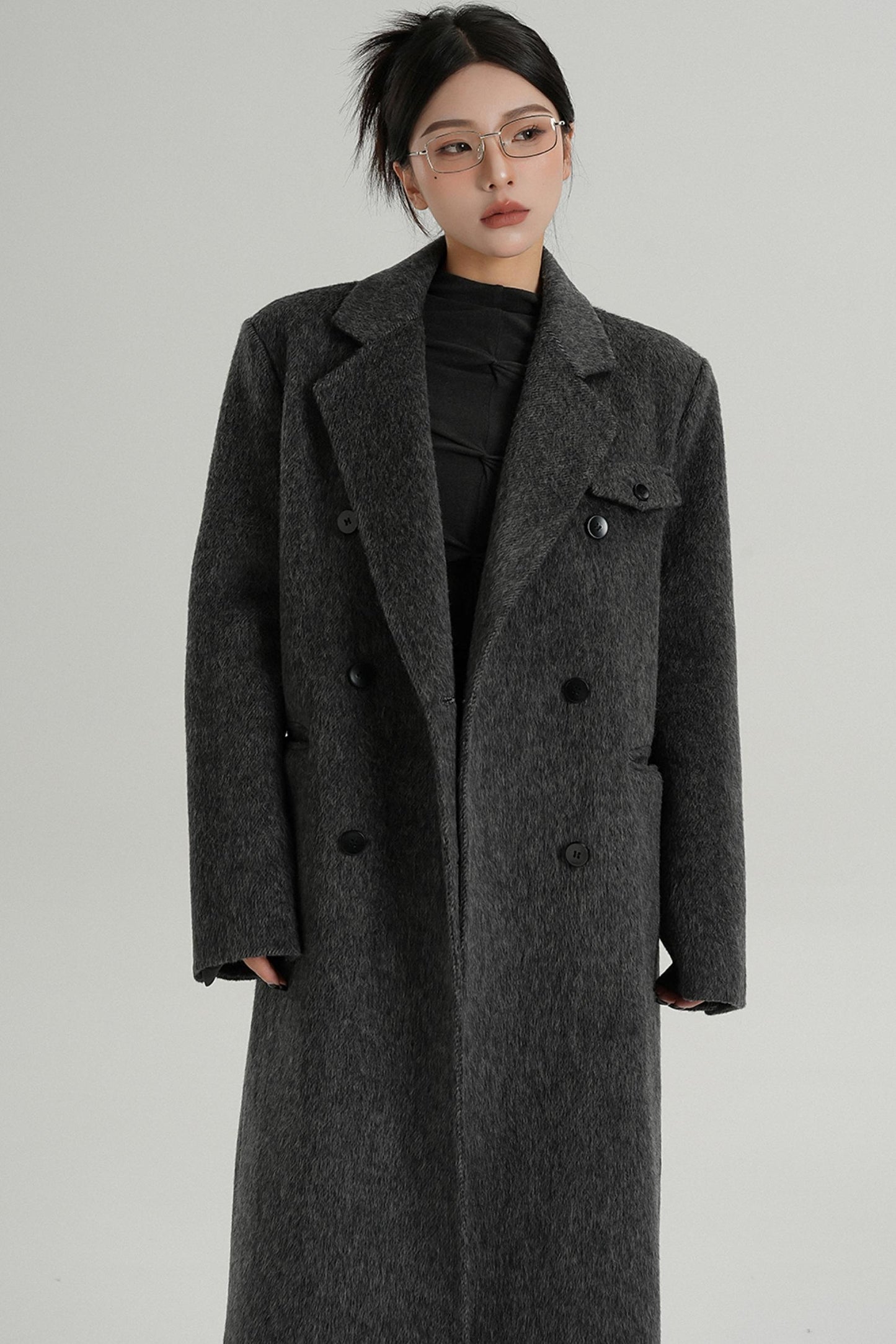 SRYSAME high-quality temperament woolen jacket long wool coat double-faced tweed jacket autumn and winter women's wear