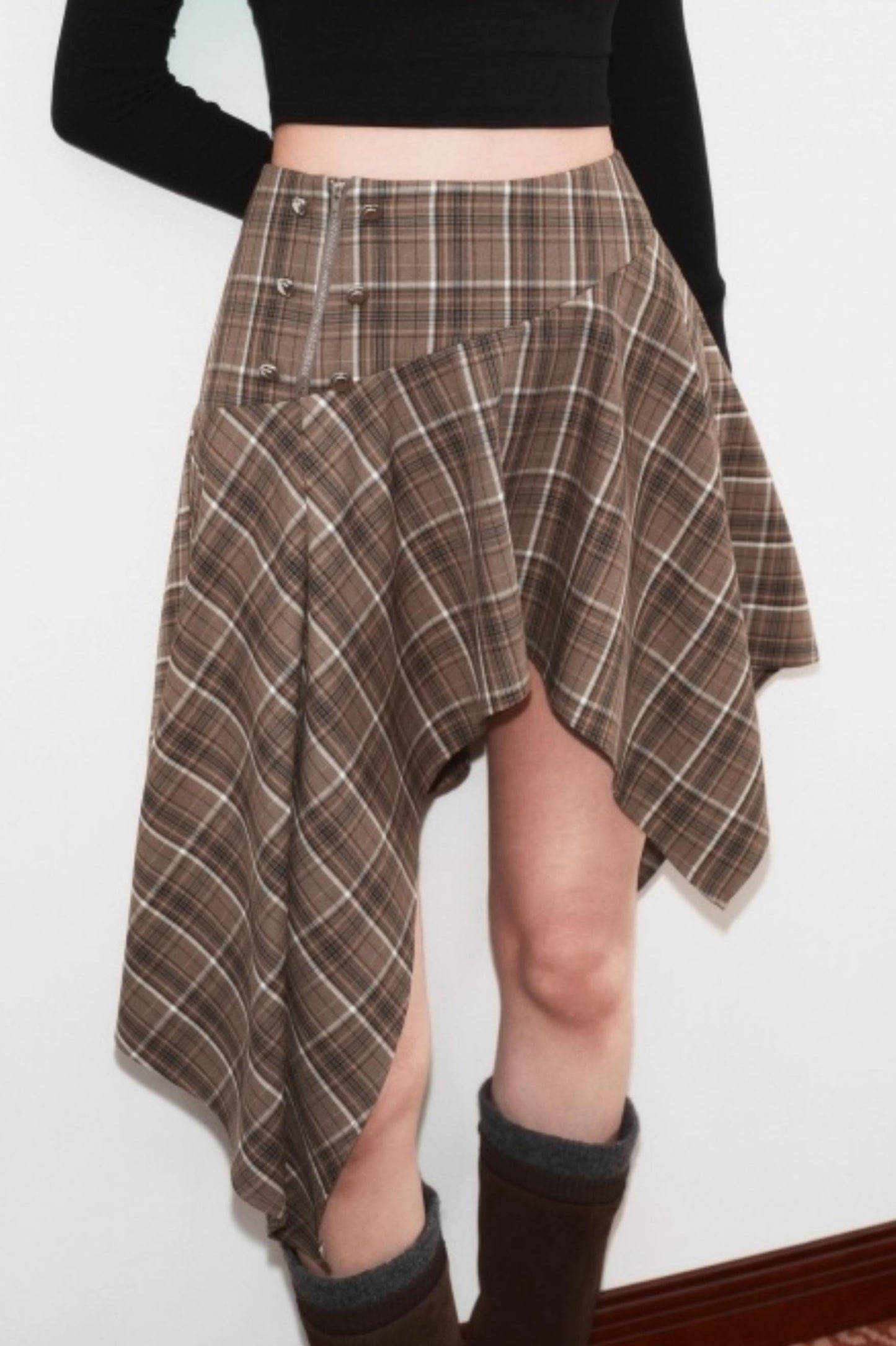 Slim Atmosphere Plaid Skirt
