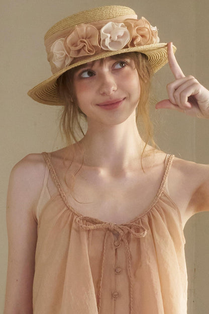 Vintage Flower Woven Raffia Sun Hat