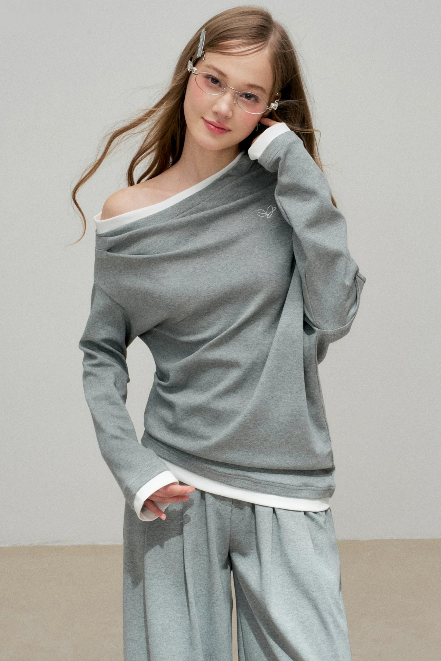 Color-Block Off-Shoulder Set