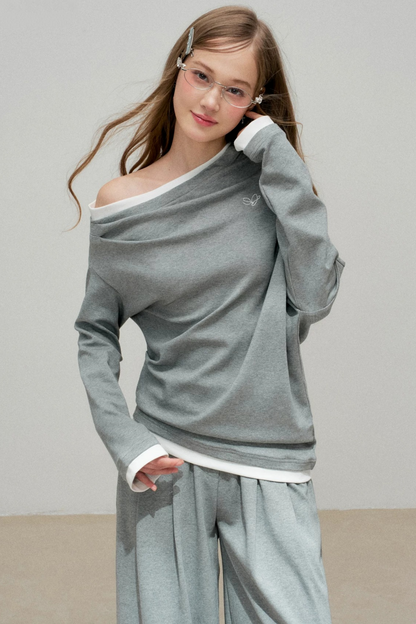 Color-Block Off-Shoulder Set