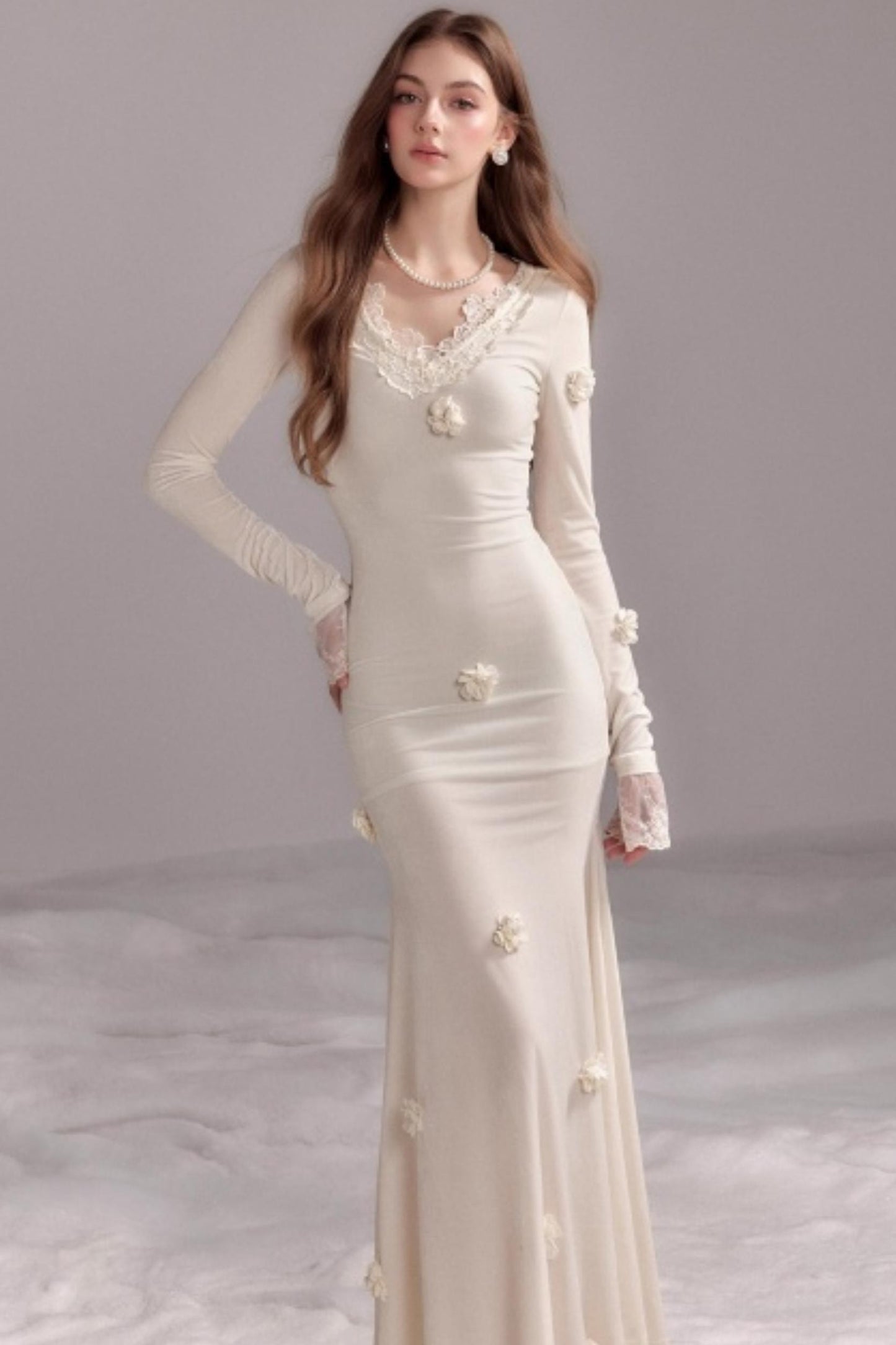 Three-Dimensional Mermaid Lace Patchwork Dress