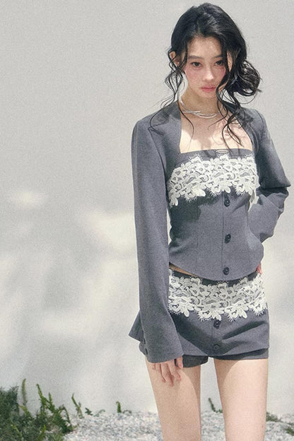 Eye-Catching Lace Spring Vest Set-Up