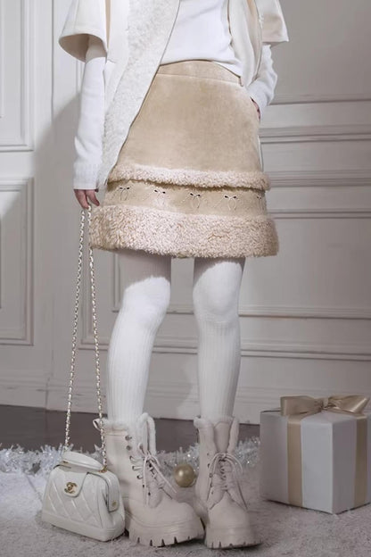 Khaki Suede A-Line Skirt