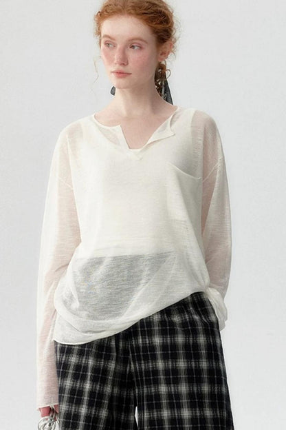 Blusa de punto de lino de bambú