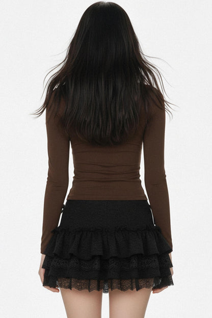 컬러 블록 플로럴 자수 탑