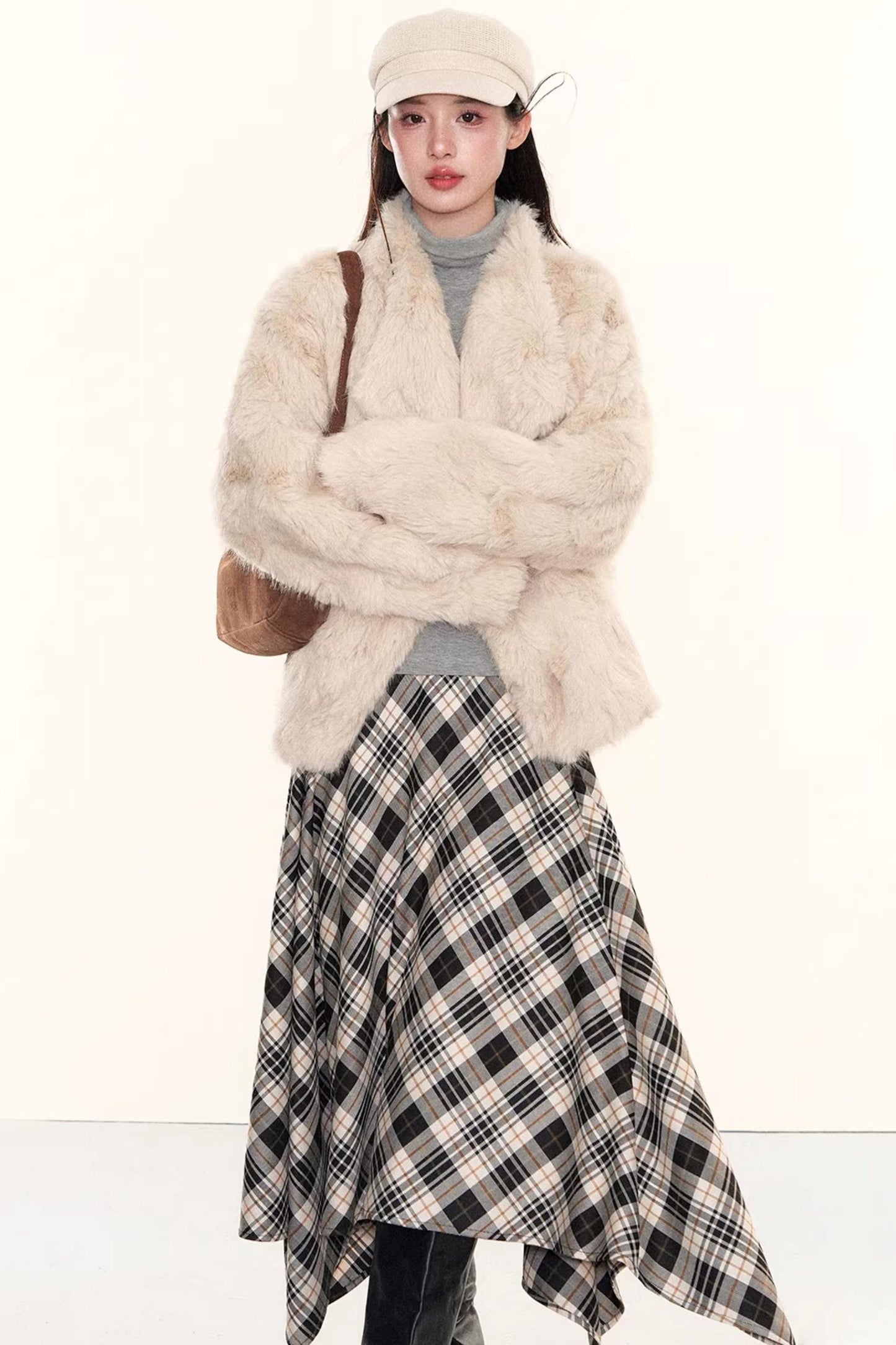 Plaid Asymmetrical A-Line Skirt