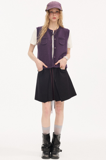 Rundhals Strickweste Cardigan