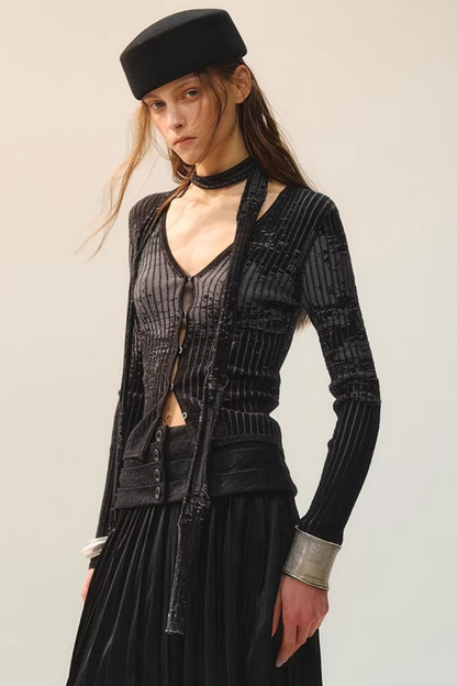 Melierte Strickjacke