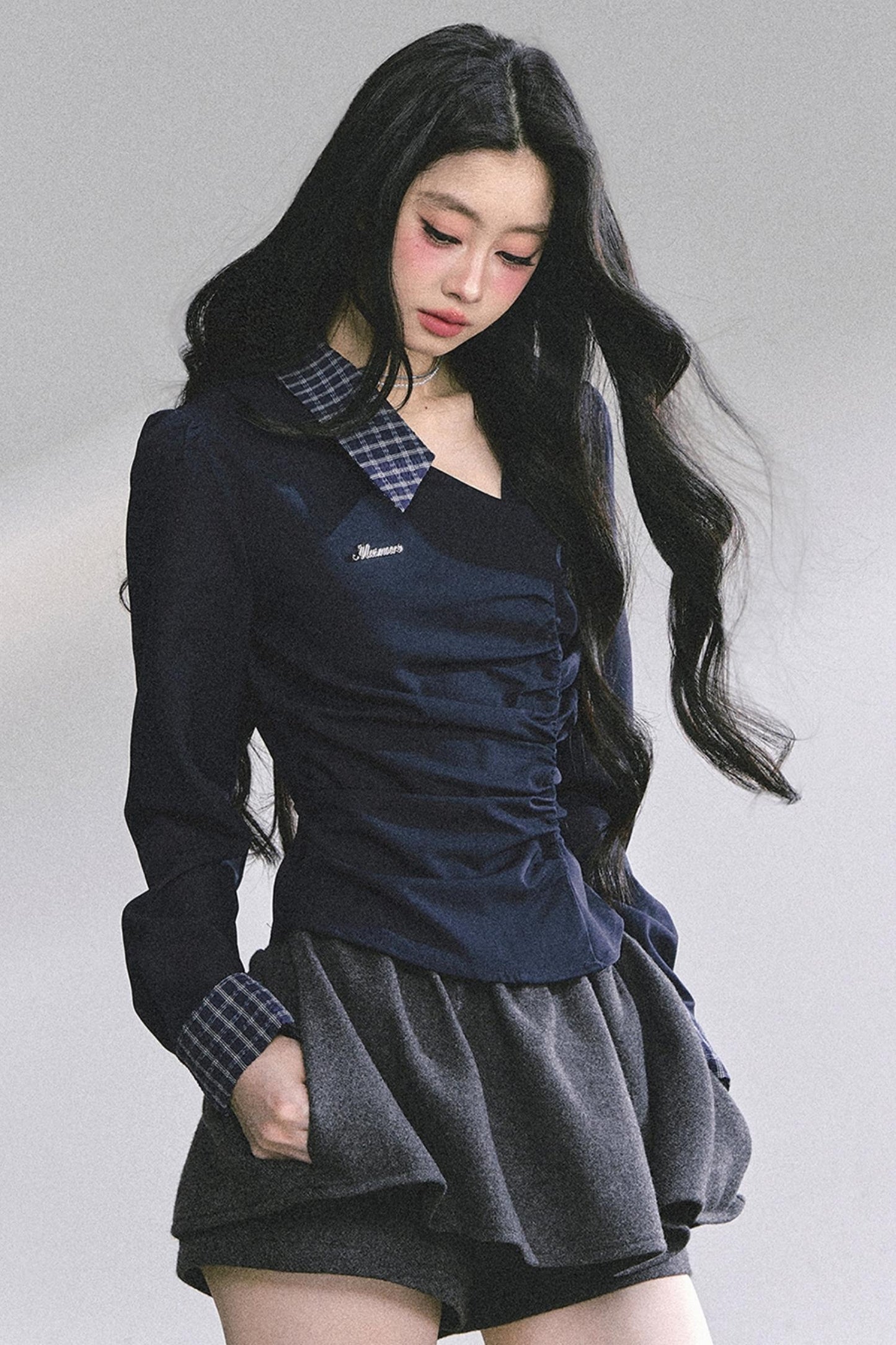 Slimming Blue Plaid Shirt