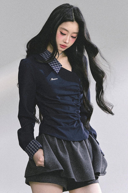 Slimming Blue Plaid Shirt