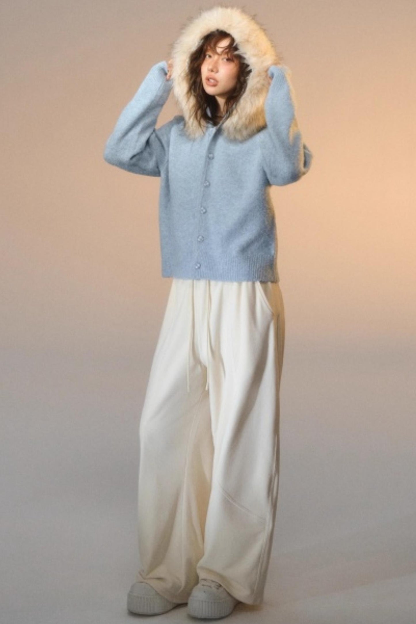 Detachable Fur Collar Cardigan