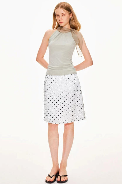 Acetat-Satinrock mit Polka-Dots