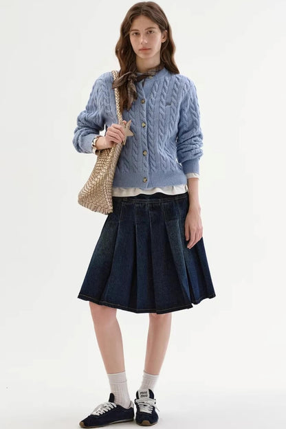 Speckled Cable Knit Cardigan