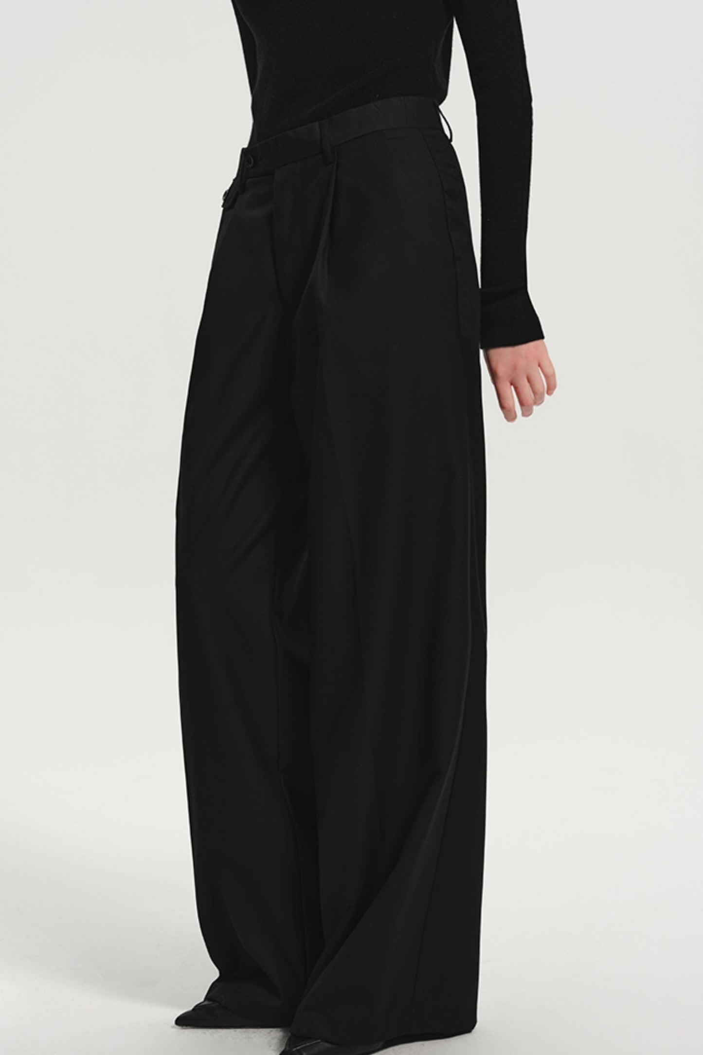 Tall Black Wide-Leg Suit Pants