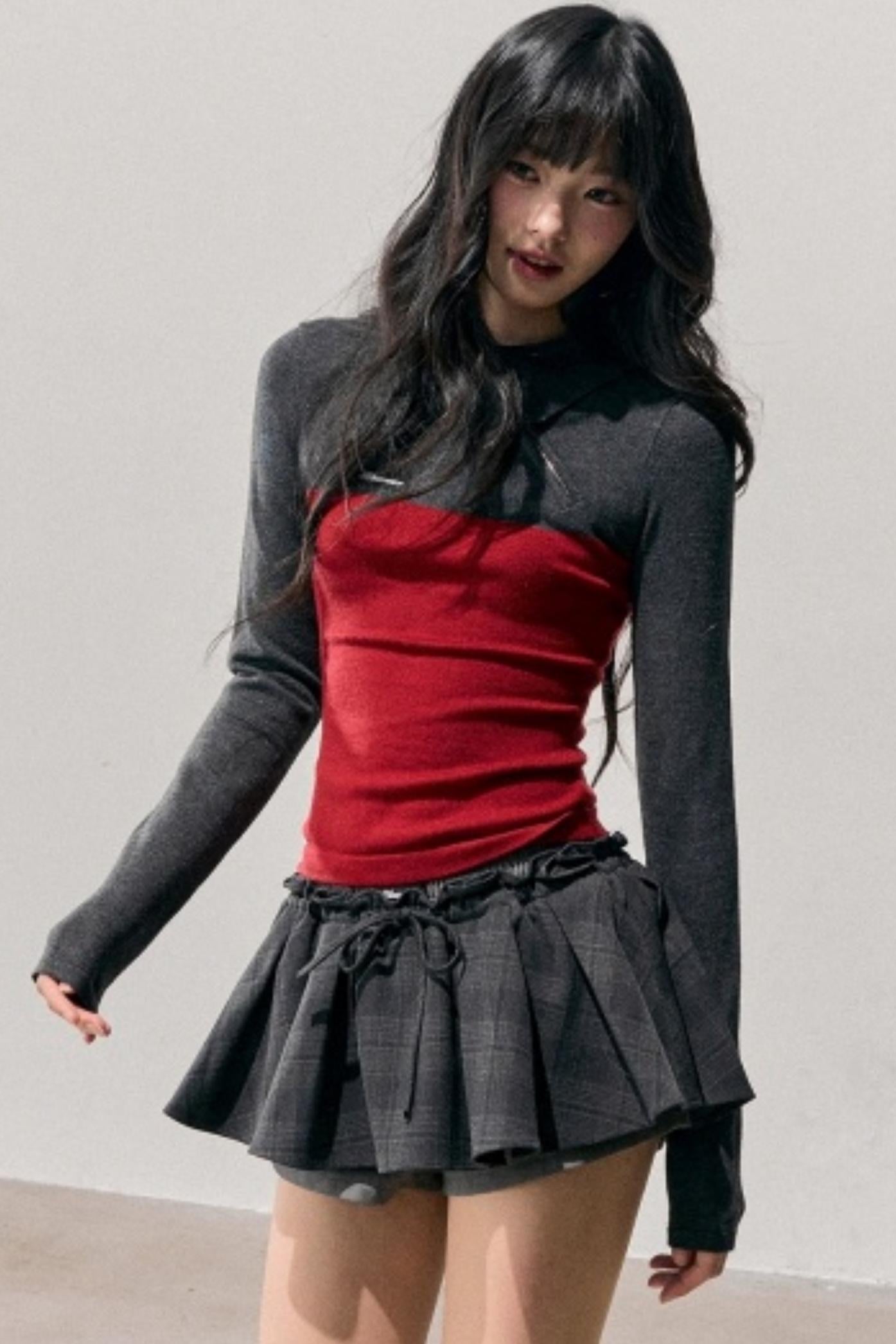 American Long-Sleeve Polo Collar Knit Top