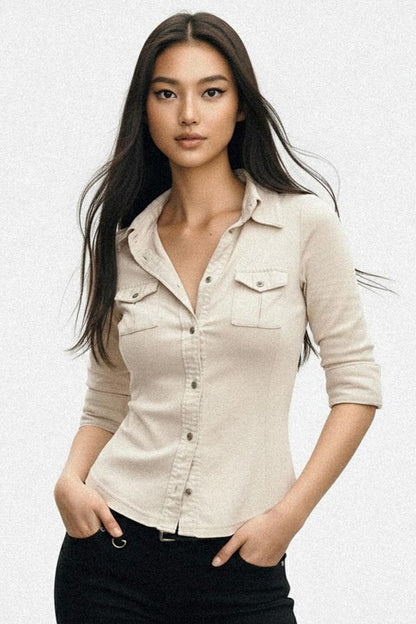 Vintage Stretch Slim Lapel Shirt