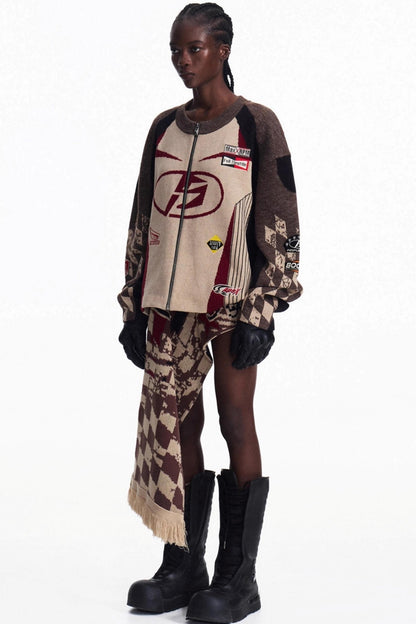 Elements Zip Contrast Knit Top