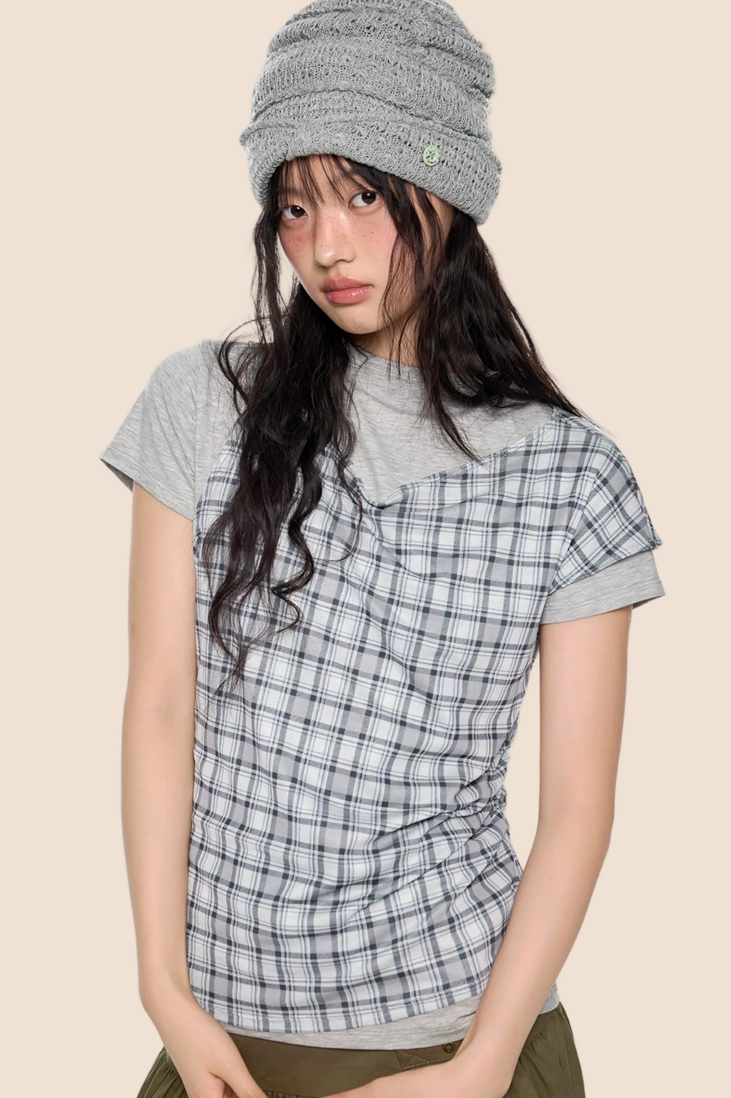 Plaid Layered Retro Top Set