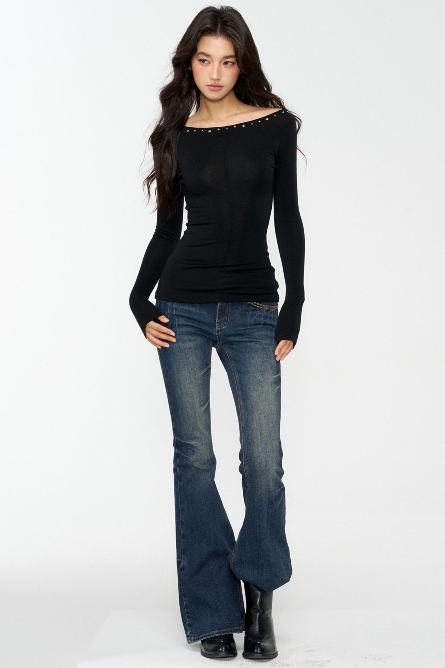 Hot Diamond Shoulder Buckle Shirt