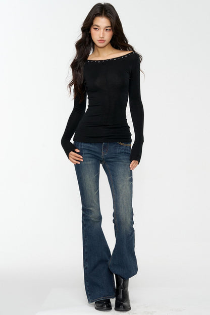 Hot Diamond Shoulder Buckle Shirt