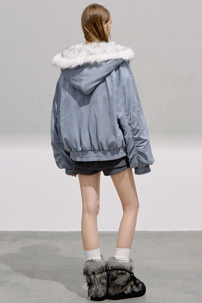 Glacier Blue Reversible Plush Jacket