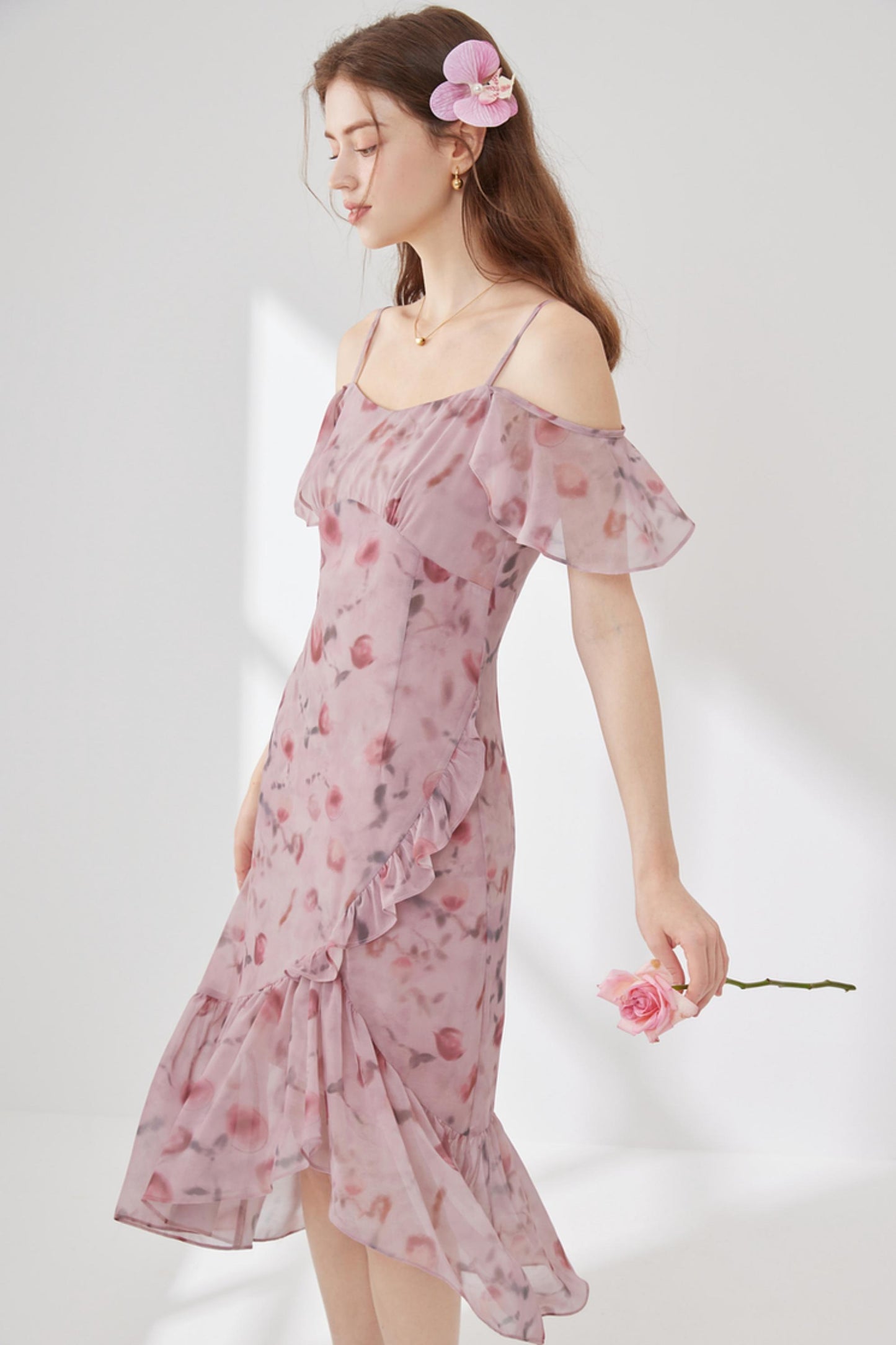 Pink Floral A-Line Dress