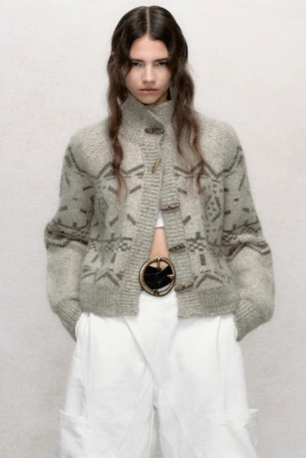 게으른 핏 페어 아일 스웨터 코트 