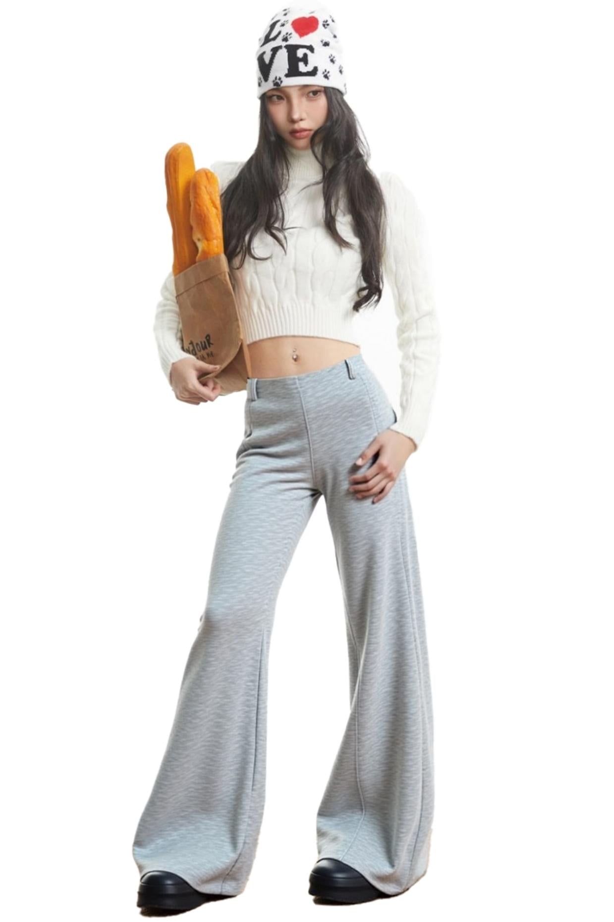 Pantaloni in felpa grigi effetto snellente