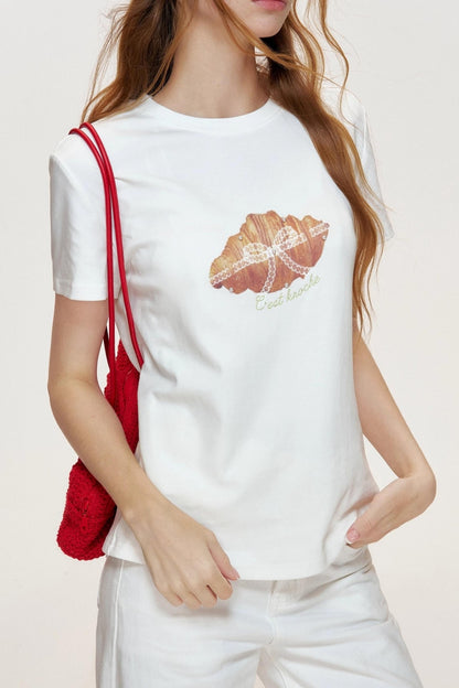 Croissant Lace Short Sleeve T-Shirt