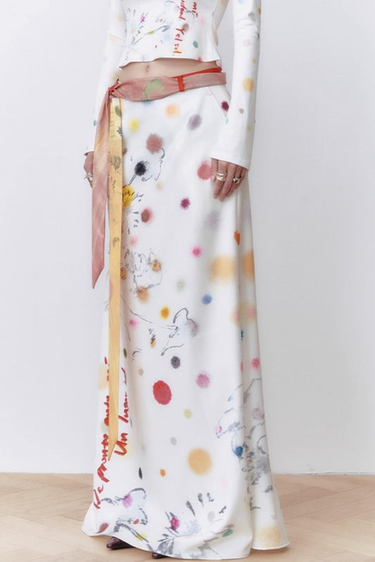 White Polka Dot A-line Skirt