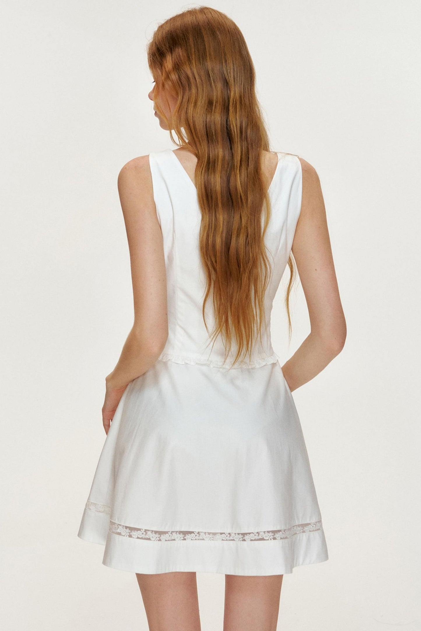 Romantic V-Neck Tencel Dress With Base Top Set-Up