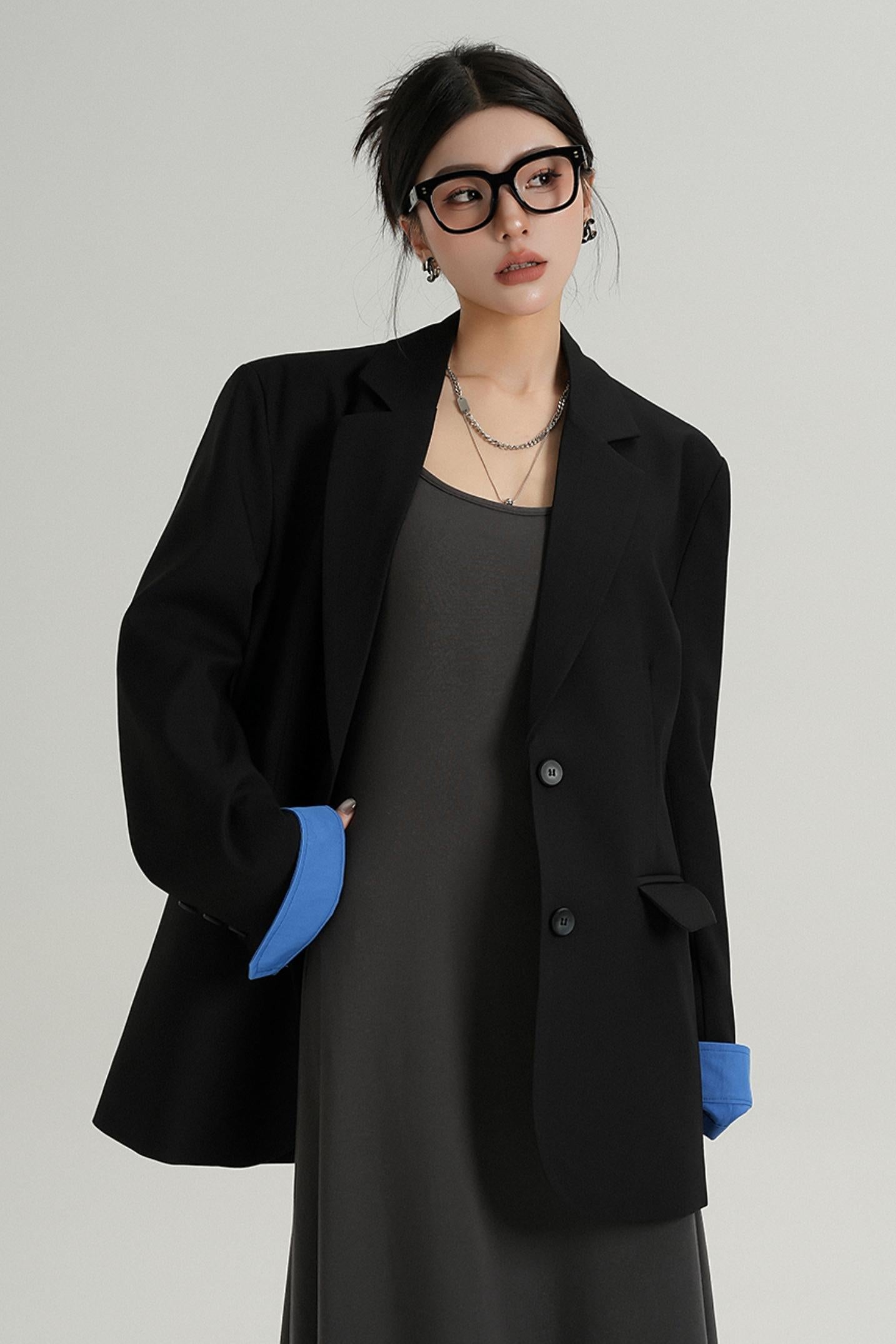 Blazer à lacets de design tempérament 