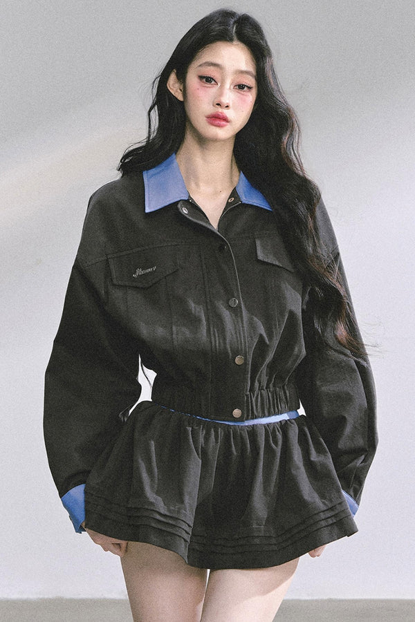 Womens Coat & Short Skirt Set-Up