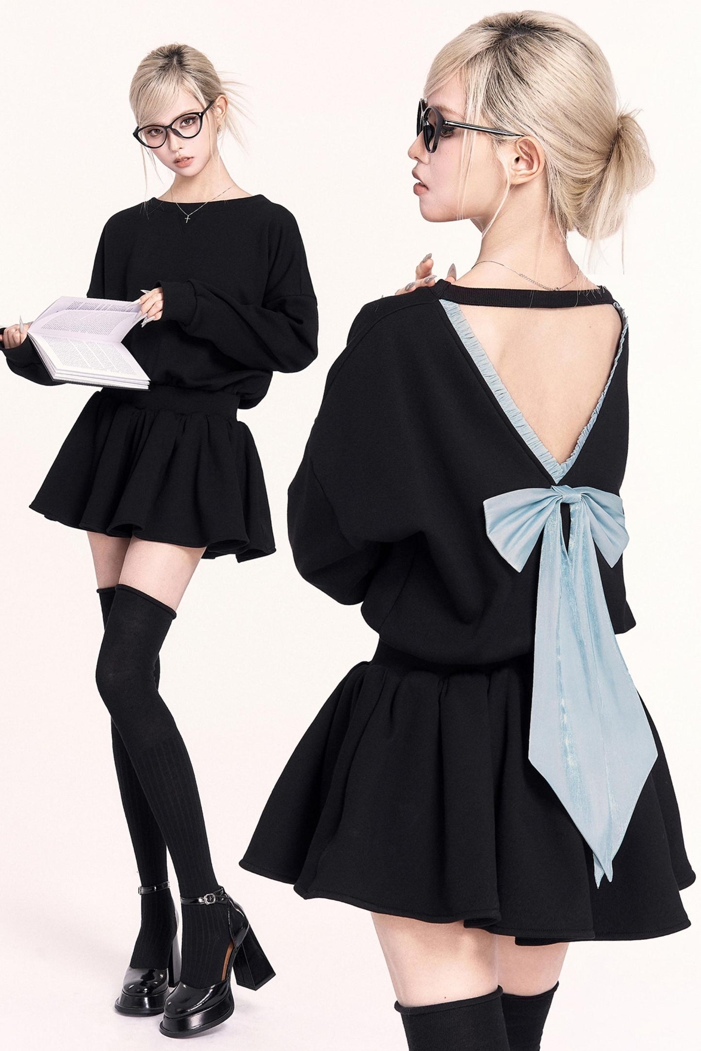 Backless Fleece Sweatshirt Dress