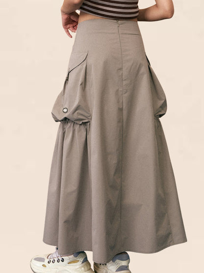 Large Pocket Midi Cargo Skirt